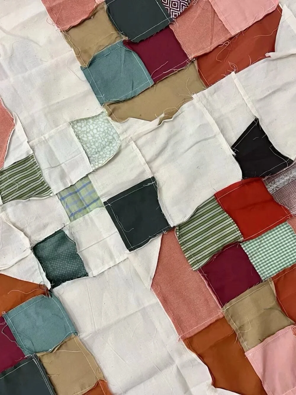 Handmade Spiced Pumpkin Baby Quilt Top 47x47